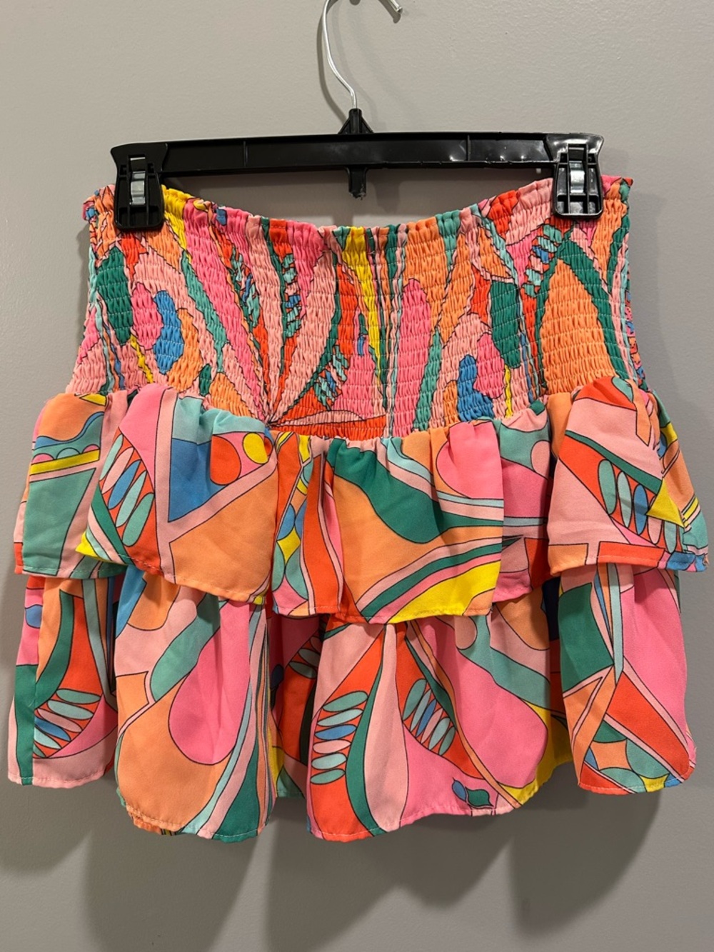 Karlie Tiered Colorful Patterned Mini Skort Size L